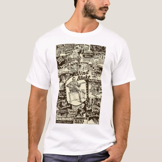 T-shirt Blind Blake sur collage Paramount Records (Devant)