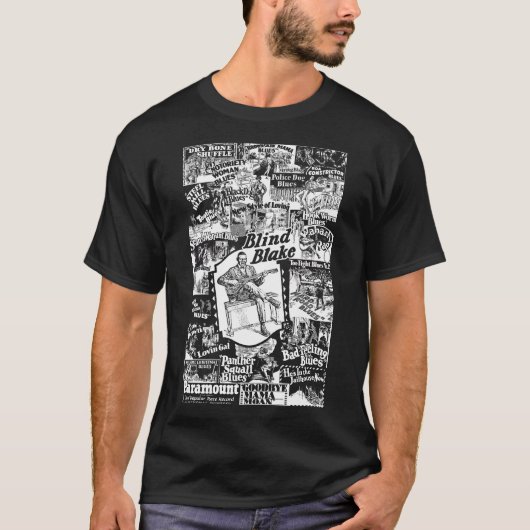 T-shirt Blind Blake sur Paramount Records Collage Blanc (Devant)