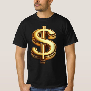 T-shirt Bling Dollar Noir & Or