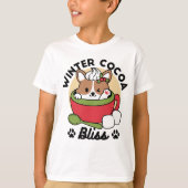 T-shirt Bliss de cacao d'hiver - Chien mignon en mode Mug (Devant)
