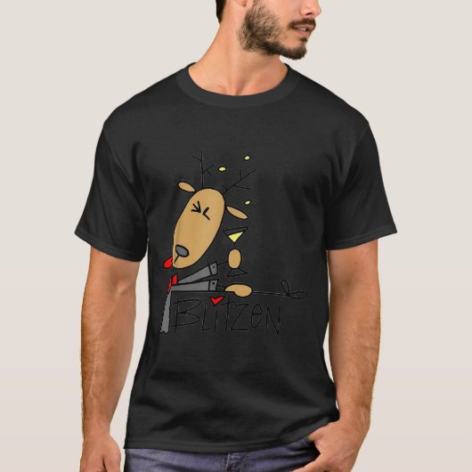 T-shirt Blitzen Christmas Funny Reindeer (Devant)