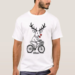 T-shirt Blitzen The Reindeer Riding a Bike