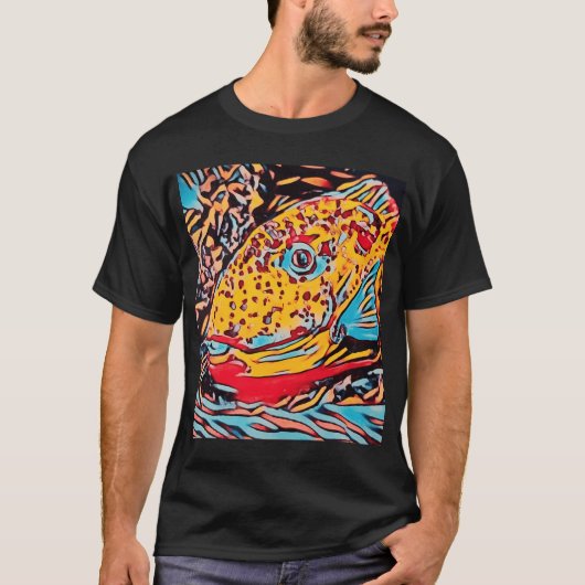 T-shirt Bloc de poisson perroquet imprimé (Devant)