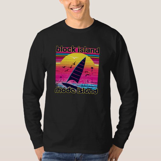 T-shirt Block Island Retro 80s Style Souvenir Beach (Devant)