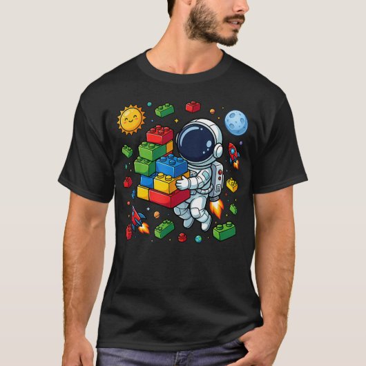 T-shirt Blocs de construction d'astronaute de l'espace de (Devant)