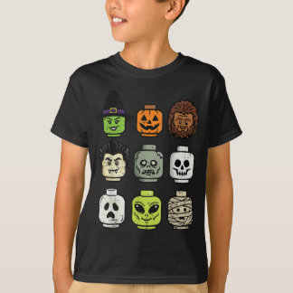 T-shirt Blocs de construction d'Halloween Tête Mignons Bri