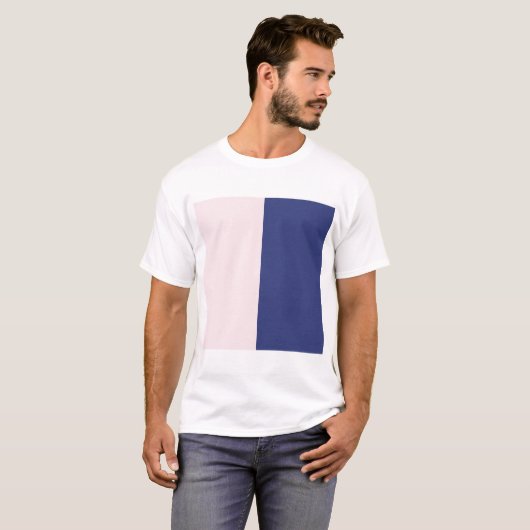 T-shirt Blocs de couleur verticale bleu et rose Navy (Devant entier)