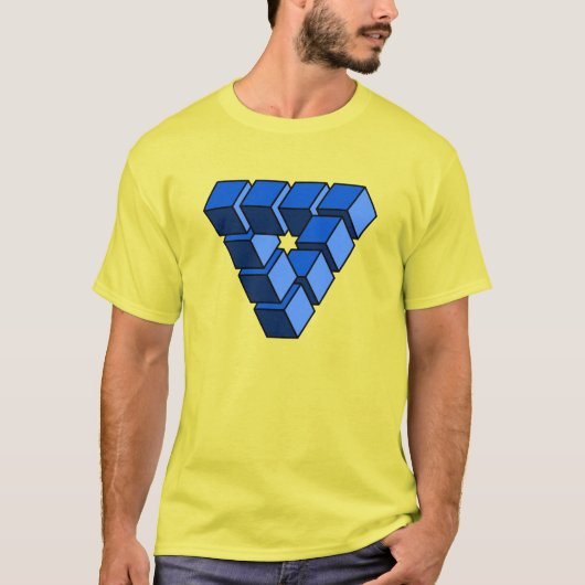 T-shirt Blocs de Jouet Noir Bleu Funny Triangle Cartoon Ar (Devant)