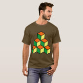T-shirt Blocs géométriques - vert orange et jaune (Devant entier)