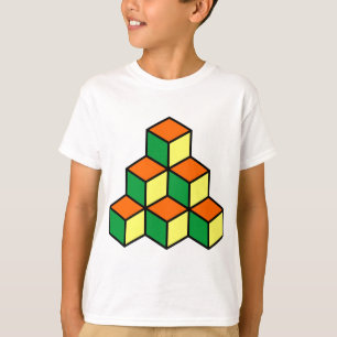 T-shirt Blocs géométriques - vert orange et jaune