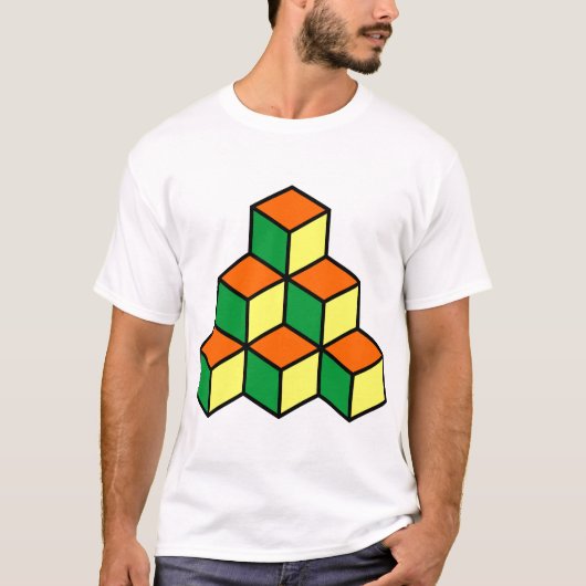 T-shirt Blocs géométriques - vert orange et jaune (Devant)