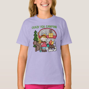 T-shirt Blond Girl Crazy Pour Camping