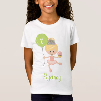 T-Shirt Blonde de chemise d'anniversaire de ballerine