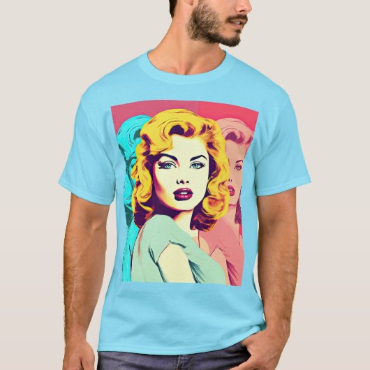 T-shirt Blonde Pop Art Girl (Devant)