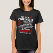 T-shirt Blood Cancer Awareness - Yes I Am Faking It Red Ri (Devant)