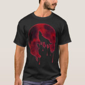 T-shirt Blood Moon Wolf Howling Design (Devant)