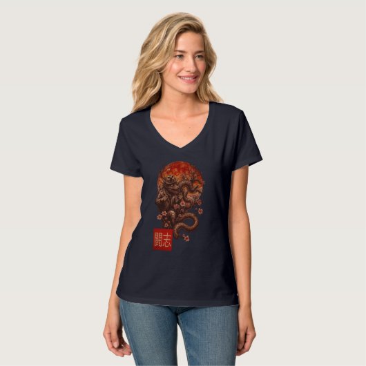 T-shirt Blood Moon Yokai - Dark Japanese Art (Devant entier)