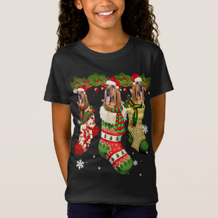 T-Shirt Bloodhin Dans Sock Noël Santa Hat Chien de Noël Lo
