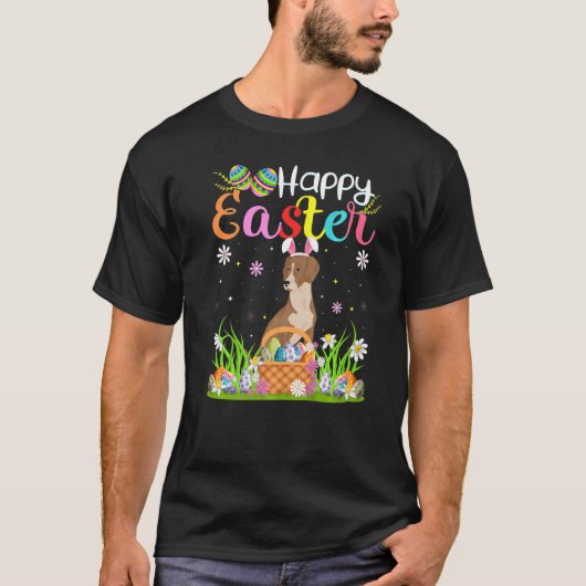 T-shirt Bloodhound Chien Bunny Egg Hunt Bloodhound Happy E (Devant)