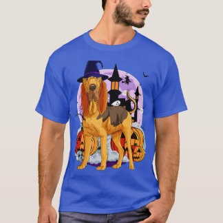 T-shirt Bloodhound Chien mignonne sorcière Citrouille Hall