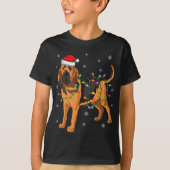 T-shirt Bloodhound Chien Xmas Éclairage Santa Hat Bloodhou (Devant)