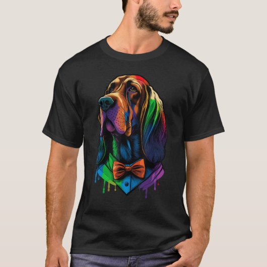 T-shirt Bloodhound Gay Pride Dog LGBT Rainbow Flag Bloodho (Devant)