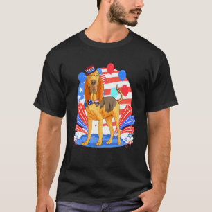 T-shirt Bloodhound Merica 4 juillet American Flag Patrio