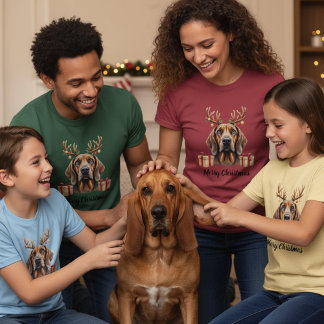 T-shirt Bloodhound Reindeer