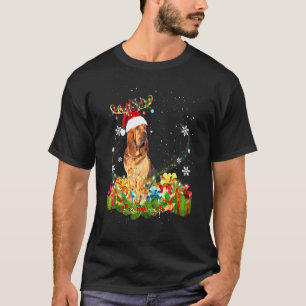 T-shirt Bloodhound Reindeer Noël illuminations Chien Noël