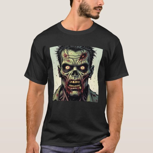 T-shirt Bloody Zombie Face Comic Pop Art Halloween (Devant)