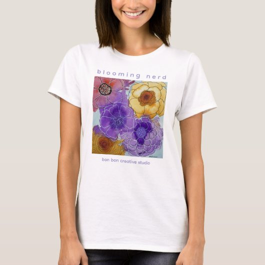 T-shirt Blooming Nerd & Flowers (Devant)