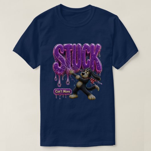 T-shirt Bloqué Impossible de bouger Drôle Sarcasme (Design devant)