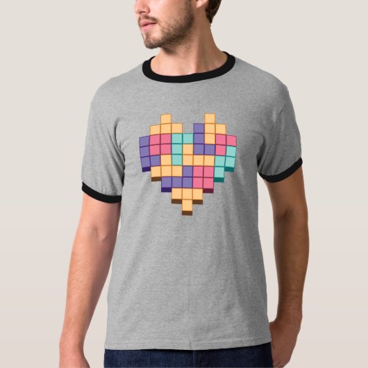 T-shirt Bloquer le style du coeur du jeu (Devant)