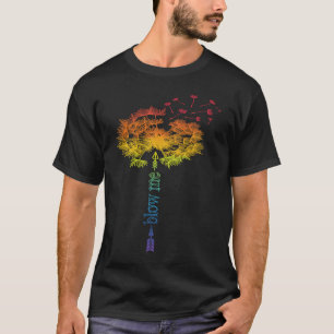 T-shirt Blow Me Dandelion Just Tattoo Arrow Respire Rainbo