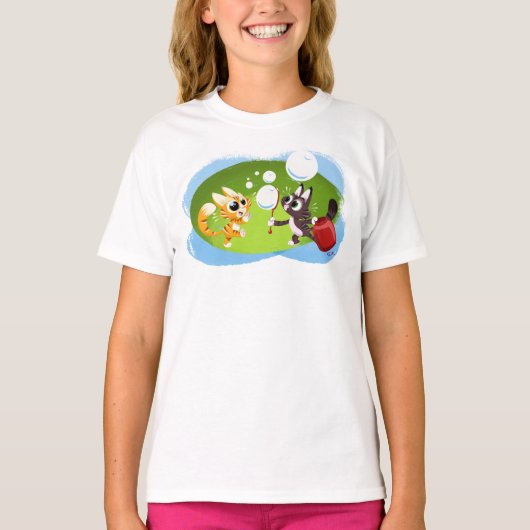 T-shirt BLOWING BUBBLES CATS de Jeff Willis (Devant)