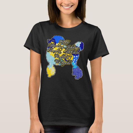 T-shirt Blue and Gold Retro Poodle Founders (Devant)