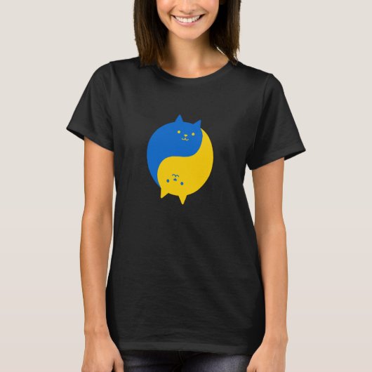 T-shirt Blue and Yellow Victory Cats Balanced Yin Yang Meo (Devant)