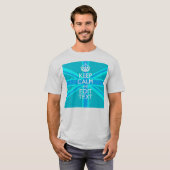 T-shirt Blue Aqua Gardez Le Calme Et Votre Texte Union Jac (Devant entier)