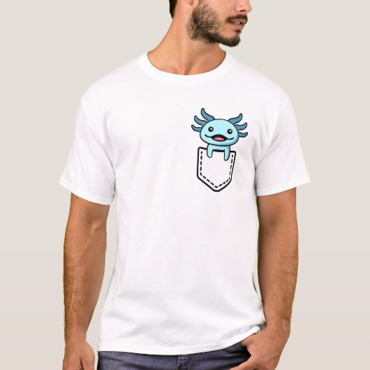 T-shirt Blue Axolotl Pocket Salamander Mexican Walking Fis (Devant)