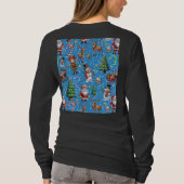 T-shirt Blue Background Christmas Decorative Pattern (Dos)