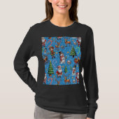 T-shirt Blue Background Christmas Decorative Pattern (Devant)