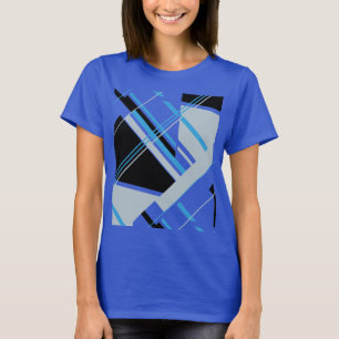 T-shirt Blue Black Gris Gras MCM Look Géométrique Abstrait
