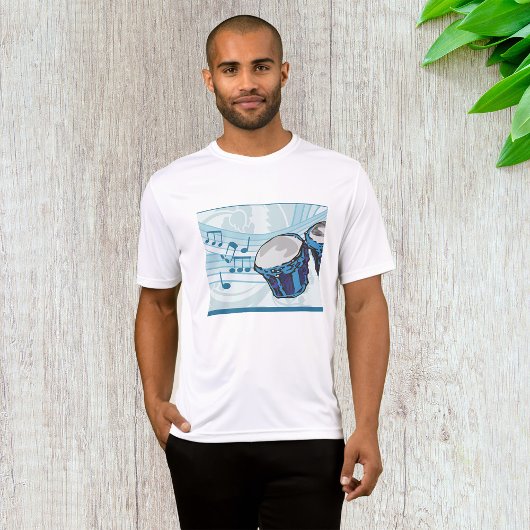 T-shirt Blue Bongo Drum Music Mens Actif