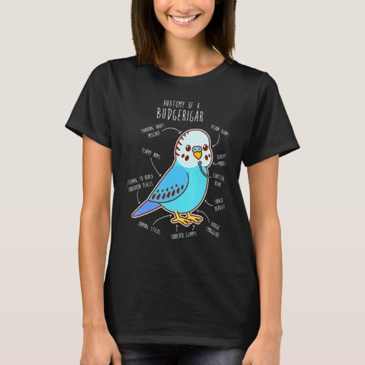 T-shirt Blue Budgie Anatomy Classic (Devant)