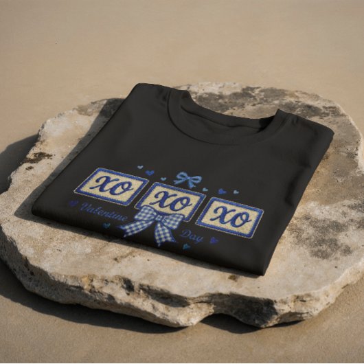 T-shirt Blue Coquette Gingham Bow XOXO Valentine's Day T-S