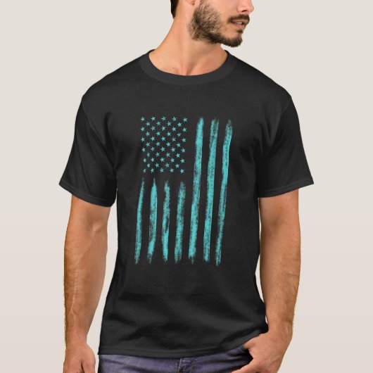 T-shirt Blue Distressed US American Flag Patriotic For Men (Devant)