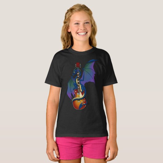 T-shirt Blue Dragon Sunburst Guitare Music (Devant entier)
