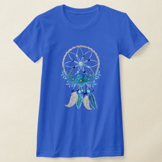 T-shirt Blue Dreamcatcher Design Boho élégant (Poser)