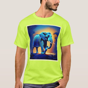 T-shirt Blue Elephant Glow Design
