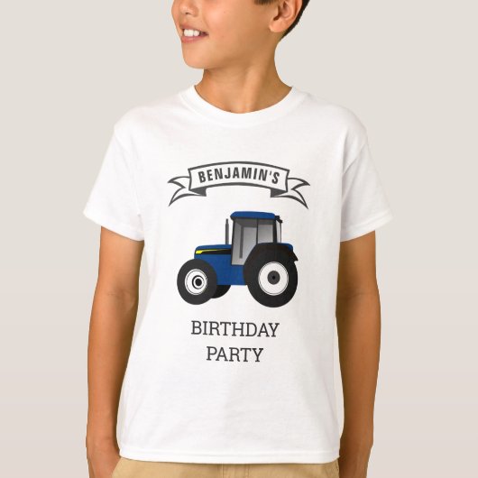 T-shirt Blue Farm Tractor Anniversaire de enfant Party (Devant)